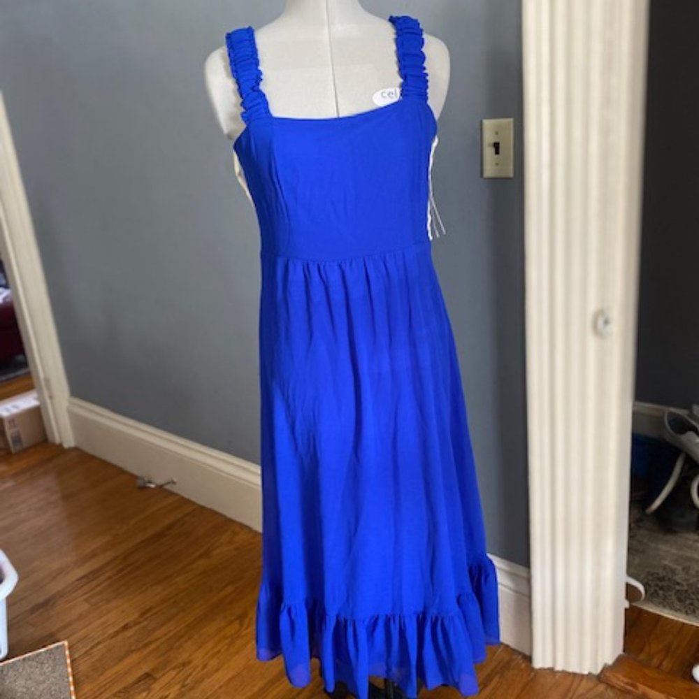 NWT 52Seven Blue Chiffon Midi Dress Size 6